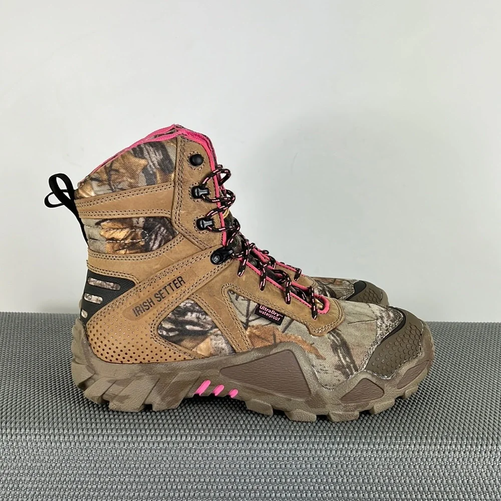 Irish Setter camo pink waterproof vaprtrek insulated hunting boots women’s 9.5